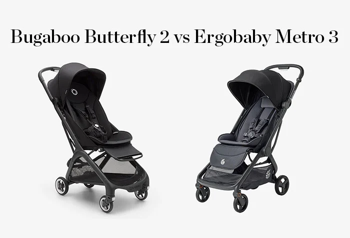 Resevagnarna Bugaboo Butterfly 2 och Ergobaby Metro 3 bredvid varandra
