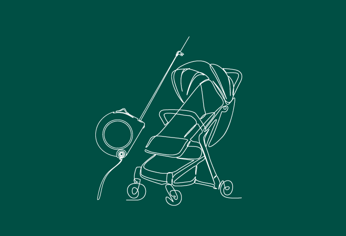 Illustration hur vi mäter mått på barnvagnar